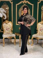 مانتو شلوار یقه پلنگی