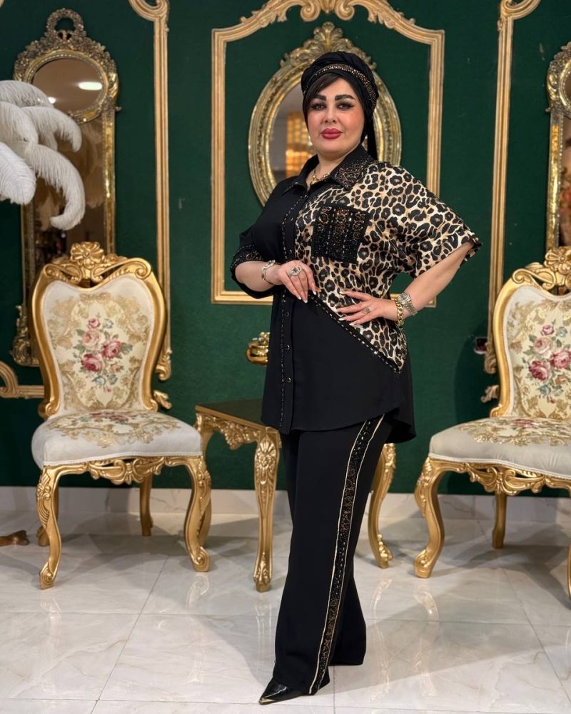 مانتو شلوار یقه پلنگی